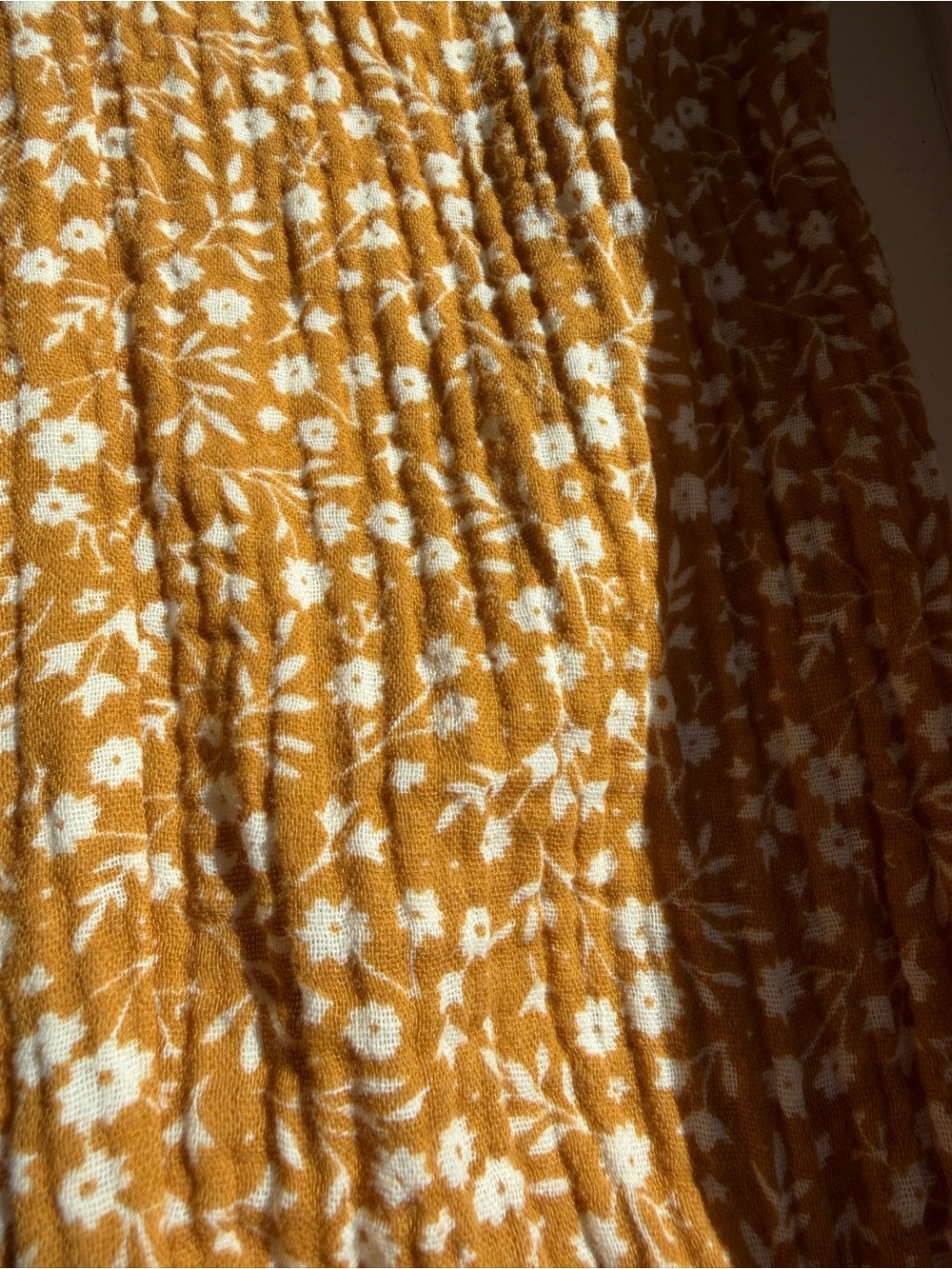 Rylee + Cru Mustard Floral Ruffle-Back Long Sleeve Dress Sz M - Picture 6 of 6
